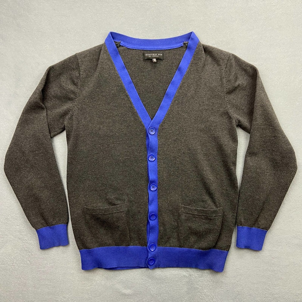 TwentyOne Men Los Angeles Men's Grandpa Cardigan Sweater Size Medium Charcoal